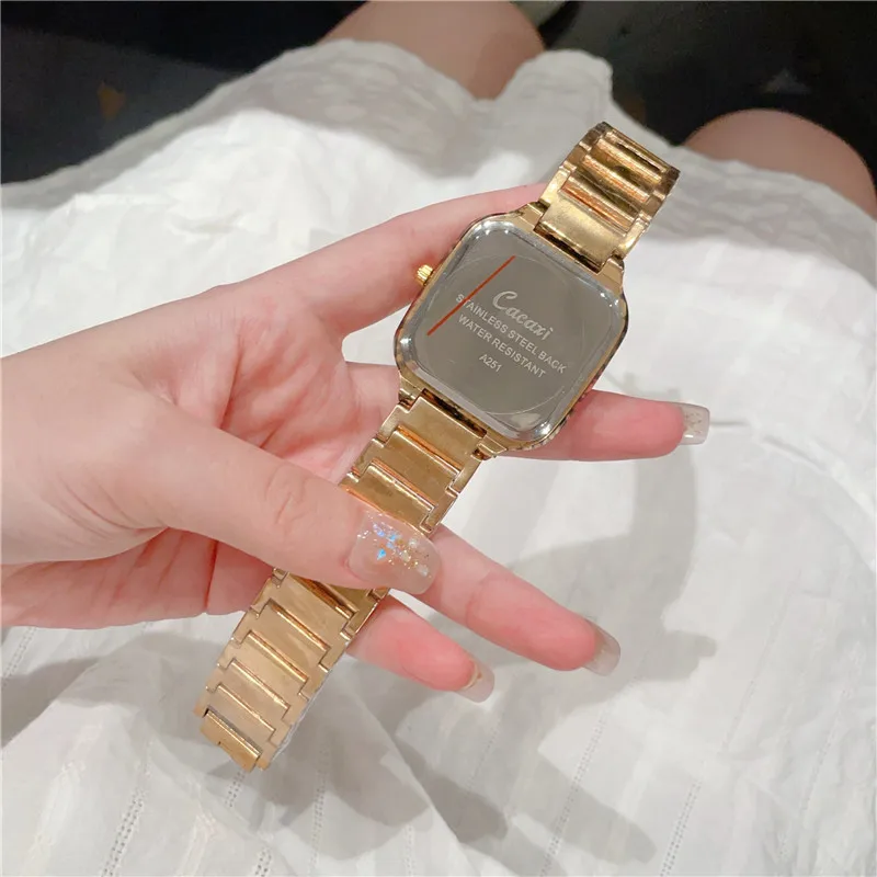 Женские кварцевые часы DUHAMAN модные квадратные повседневные женские золотые