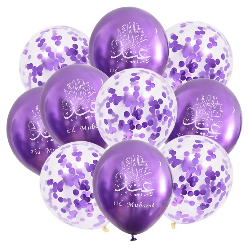 

2023NEW Eid Mubarak Confetti Latex Balloons Ramadan Kareem Eid Party Decor Muslim Islamic Festival Party Helium Metallic Globos