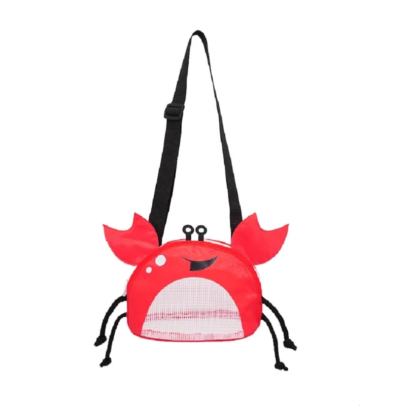 

Beach Toy Bags Cute Crab Shape Mesh Seashell Bags Collecting Bags with Adjustable Carrying Straps and Zipper