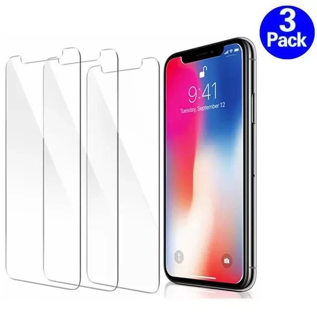 

3PCS Screen protector Tempered Glass for IPhone X XR XS 13 Pro Max 8 7 6 S Plus 12 11Pro Screen Protector Phone Verre SE 2 Coque