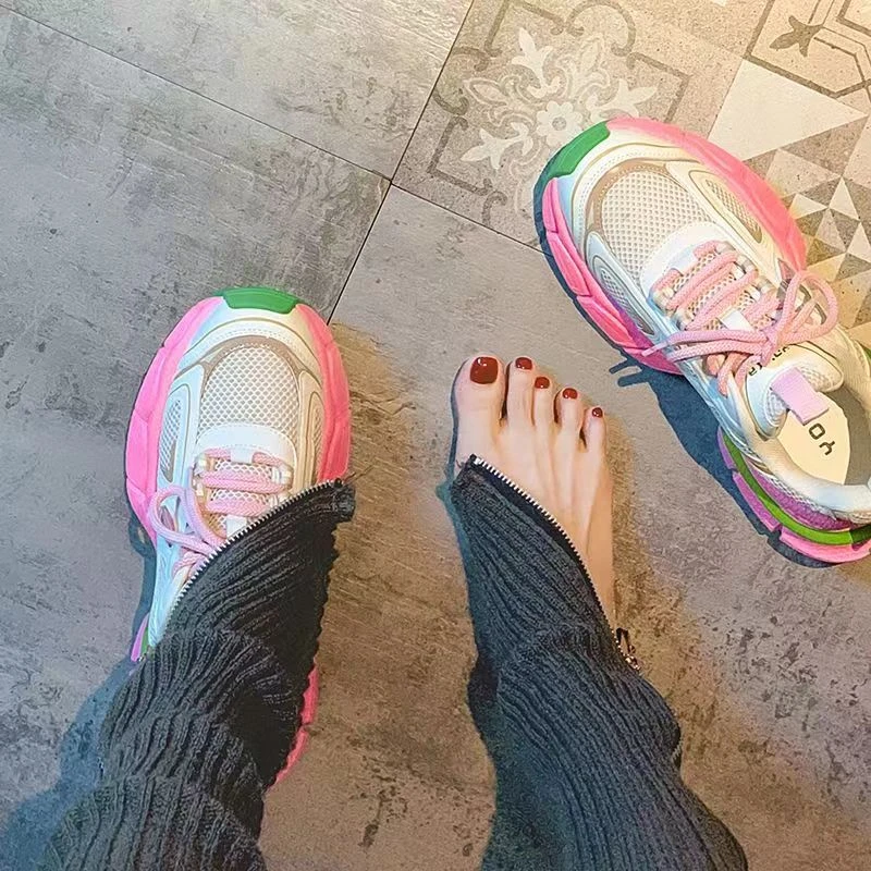 Кроссовки женские на платформе повседневная обувь шнуровке массивные белые