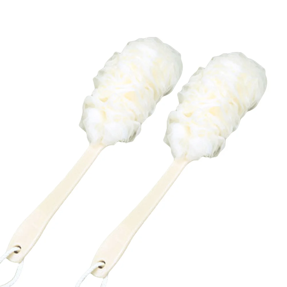 

2pcs Long Handle Bath Ball Scrubber Bathing Brush with Hanging String White