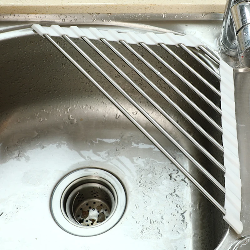 Складная стойка-органайзер для кухонной раковины из нержавеющей стали