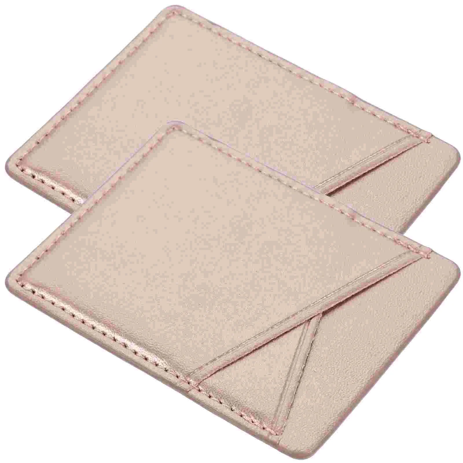 

2 Pcs Mobile Phone Sticker Card Case Wallet Holder Cover Pu Sleeve Bag Cards