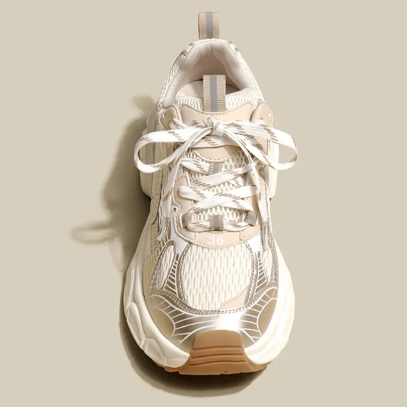 Женские сетчатые кроссовки Вулканизированная подошва на платформе повседневная