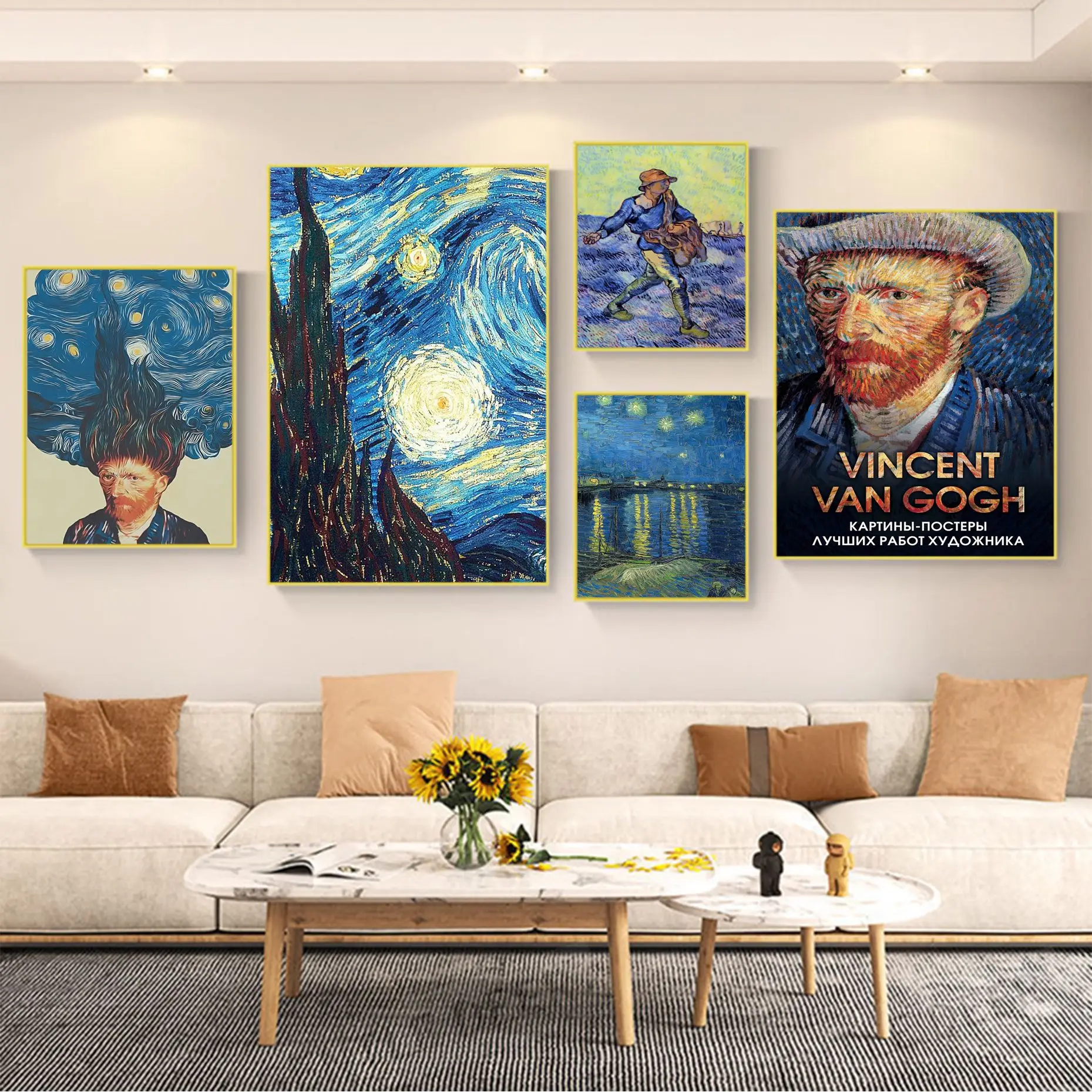 

Van Gogh art Poster Vintage Posters Sticky Retro Kraft Paper Sticker DIY Room Bar Cafe Kawaii Room Decor