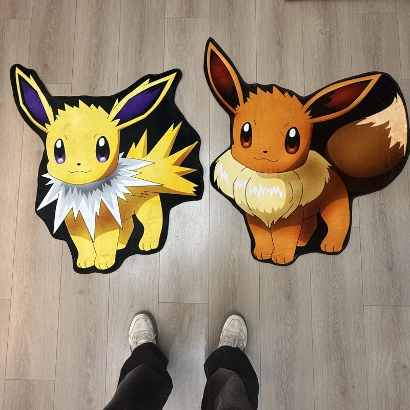 Фото Ковер в форме Pokémon Eevee & Jolteon, в стиле аниме, мягкие фланелевые нескользящие коврики, идеально подходит для домашнего декора, спальни/гостиной №1
