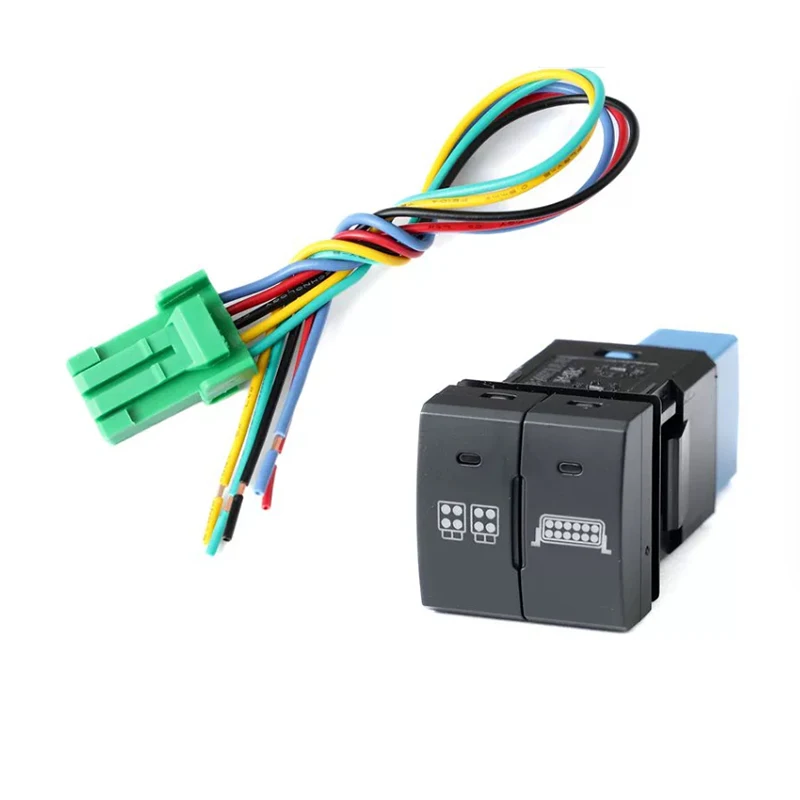 1 шт., двойной переключатель, кнопка, светодиодный противотуманный фонарь, прожектор, дифференциальный переключатель фар для Toyota RAV4 Corolla Camry 18-19 Prado