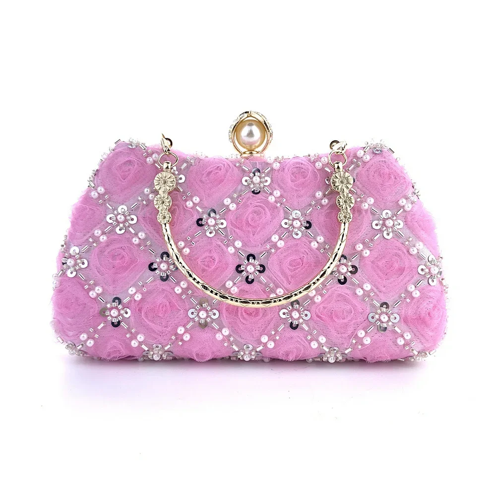 Модная женская сумка ручной работы с цветами и бисером для банкета свадьбы