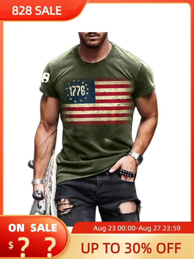 

Vintage European And American Style Loose Men's Short Sleeved T-shirt 3D Personality Override Street Casual Sports Style T-shirt