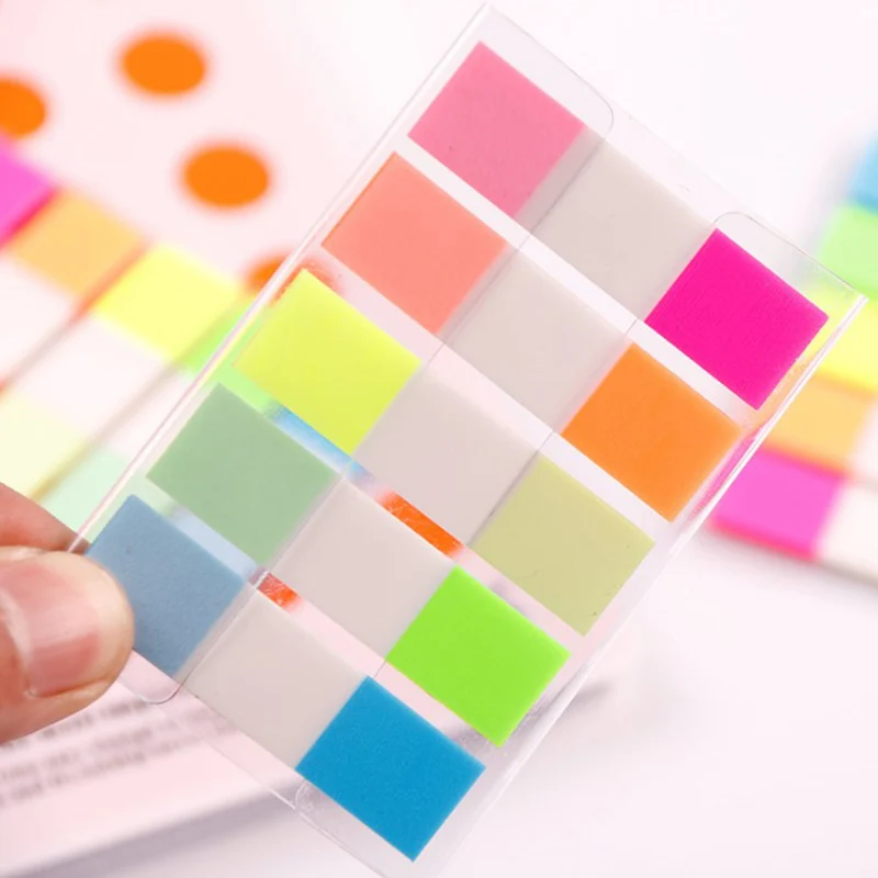 

100 Sheets Random Colour Fluorescent paper Self Adhesive Memo Pad Sticky Notes