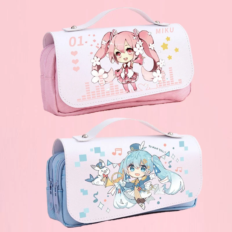 

Hatsune Miku Animation Peripheral Pencil Bag Two-Dimensional Large-Capacity Portable Pencil Case Student Canvas Pencil Case