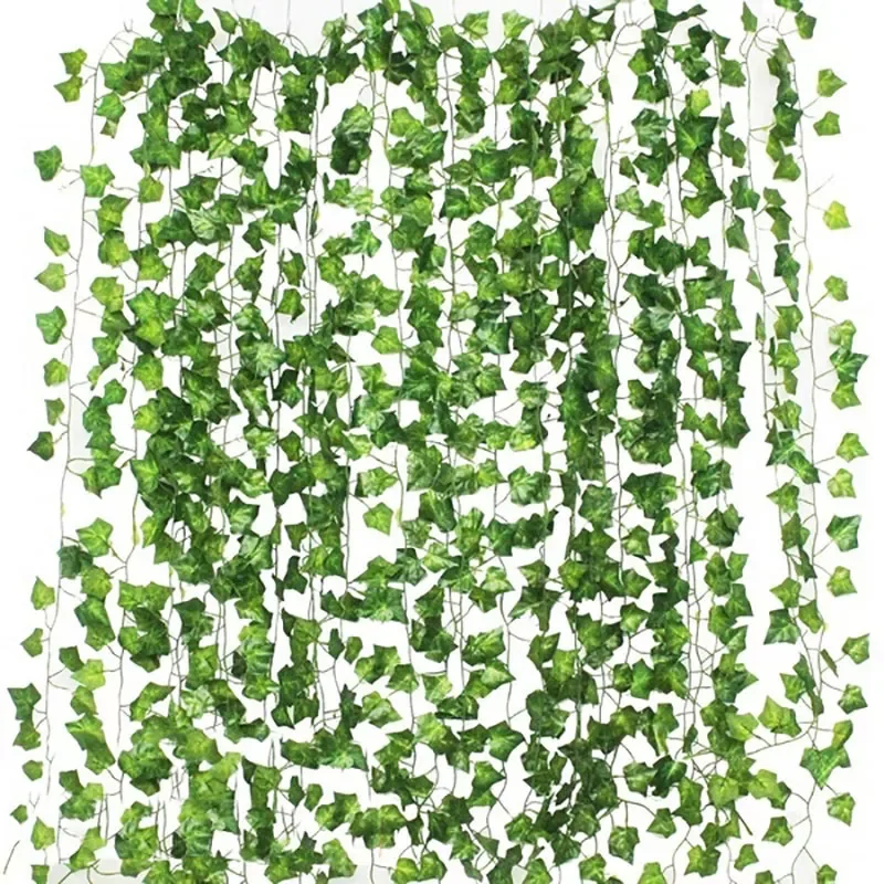 

12pcs 2M Ivy Green Fake Leaves Garland Plant Vine Foliage Home Decor Plastic Rattan String Wall Decoration Artificial Plants