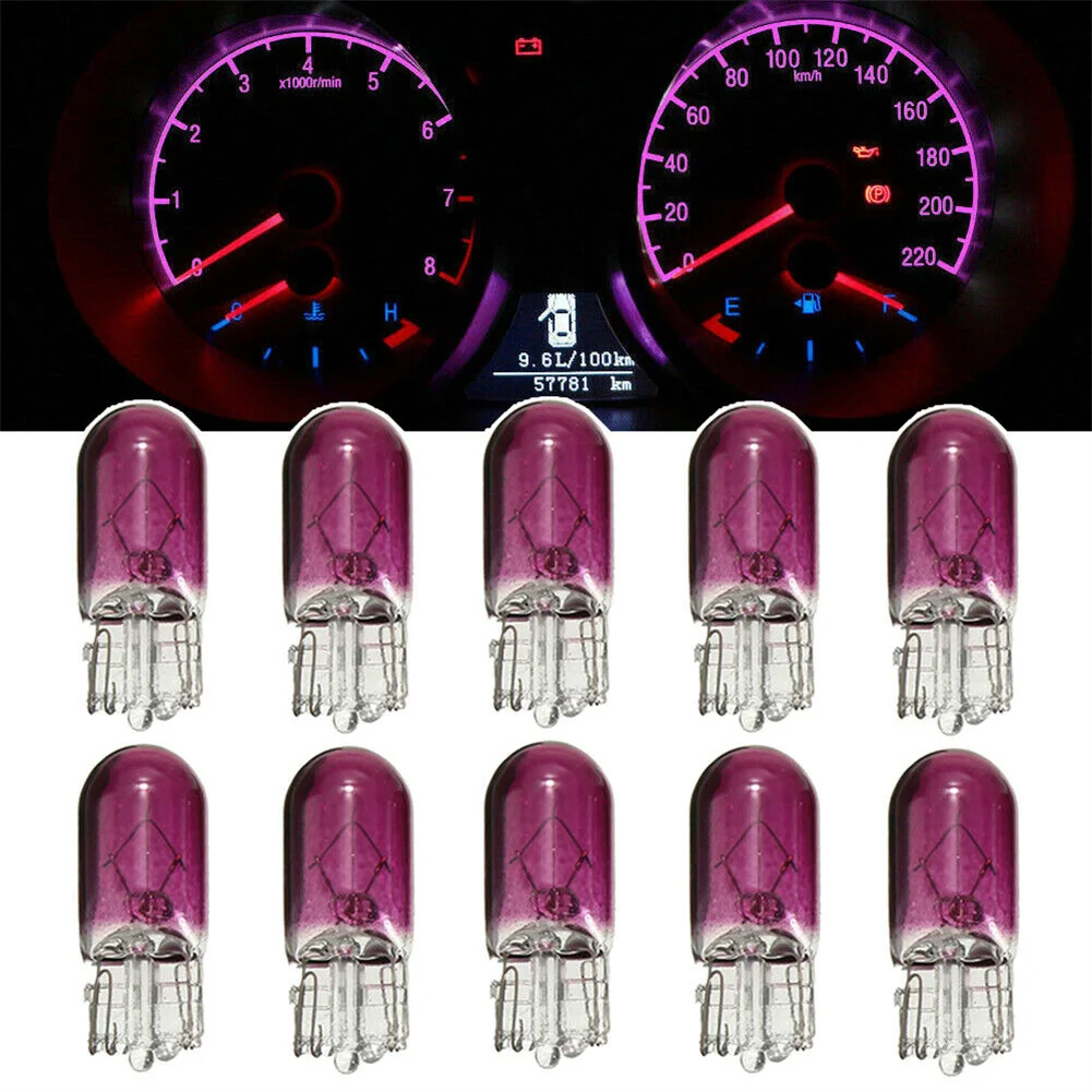 

10pcs Purple T10 501 W5W Wedge Interior Car 12V 3W Dashboard Dash Panel Gauge Bulb For Car Styling Light Bulbs Accessories