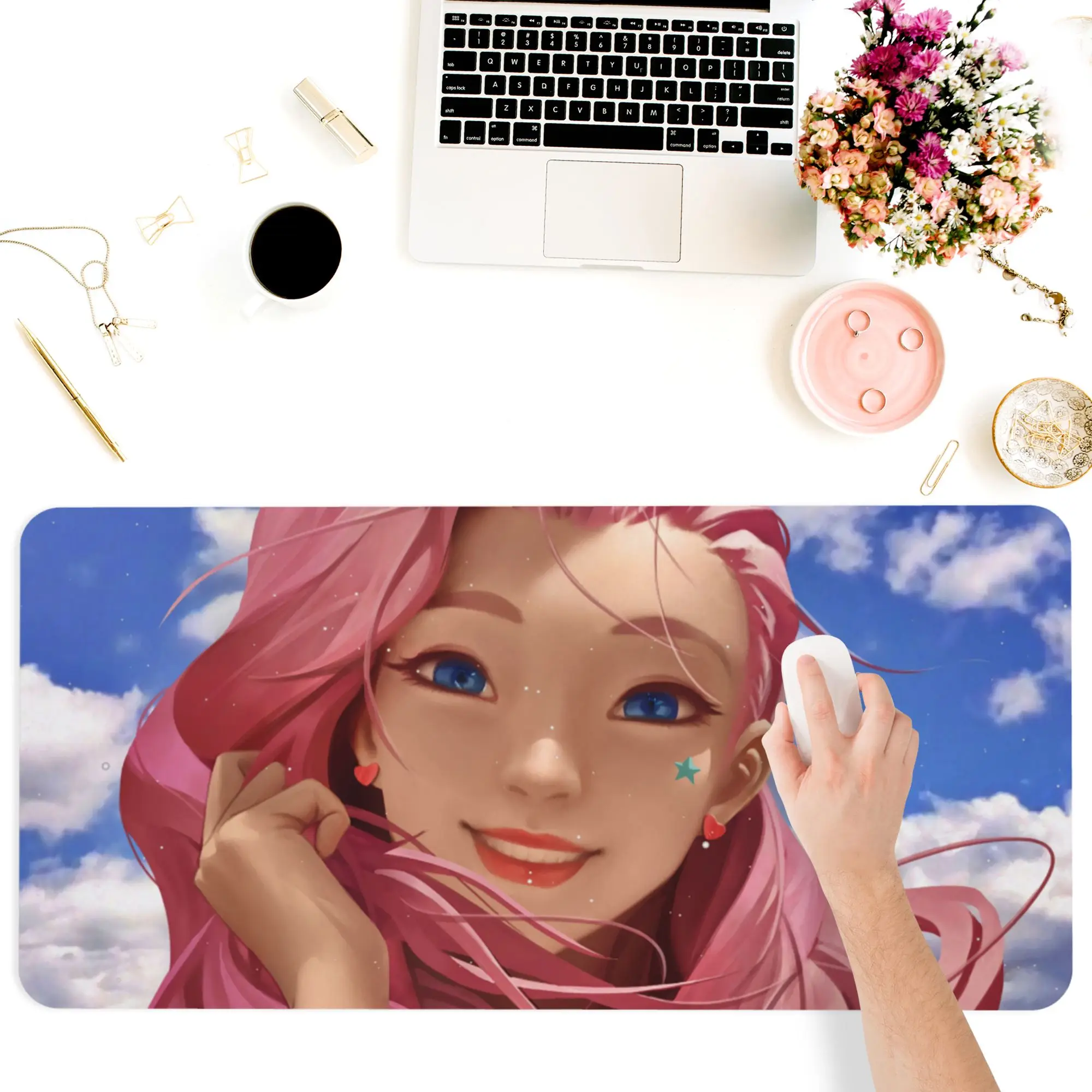

Mouse Pads Keyboards Computer Office Supplies Accessories Square Dustproof Large Coaster Desk Pad Mat Game Anime LOL Seraphine