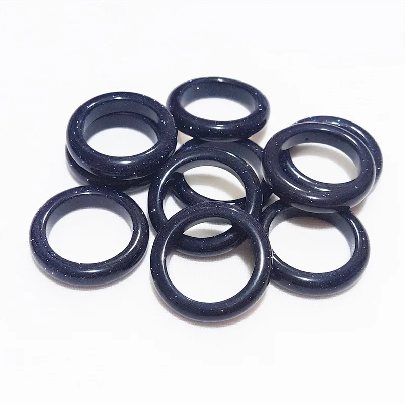 

10pc Wide 6mm Unisex Blue Sand Stone Ring Circle Band Wedding Finger Rings Charms Gifts Wholesale