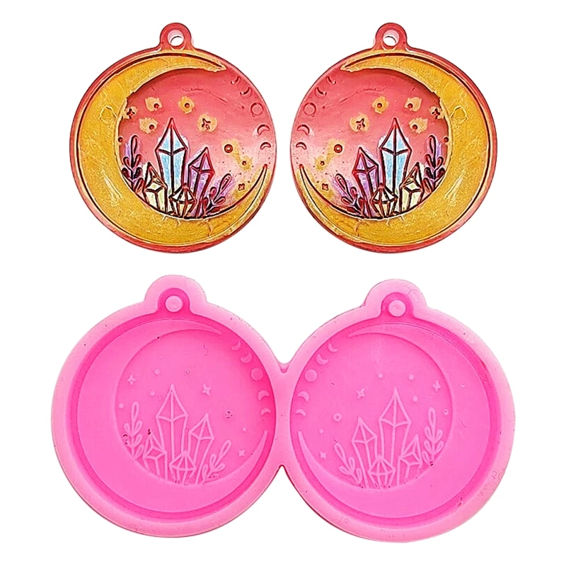 

652F 5Pcs Lotus Moon Sunrise Diamond Resin Earring Mold DIY Pendant Silicone Mould