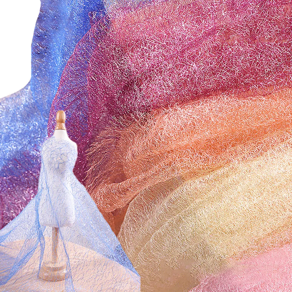 Hard Tulle Gauze Plaid Net Fabric Mesh Lace Cloth for DIY Sewing Apparel Dress Wedding Bouquet Party Birthday Background Decor