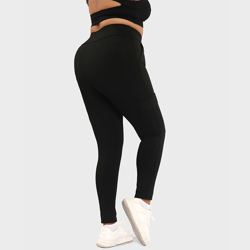 LUOYIYANG Plus Size Women's Leggings Push Up Sports Pocket Yoga Pants Gym Fitness Workout Black Clothing 2023 L-4XL