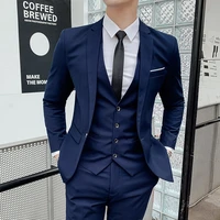boutique 5xl blazer vest trousers fashion business gentleman elegant casual formal dress korean suit three piece suit