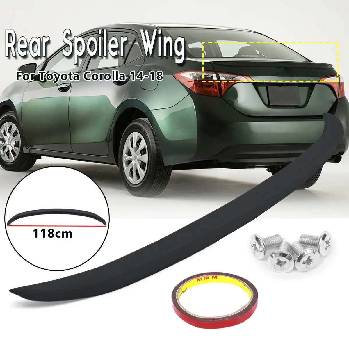 

ABS Car Rear Trunk Spoiler Lip Wing Guard Matte Bright Black For Toyota Corolla 2014 2015 2016 2017 2018 Spoilers & Wings