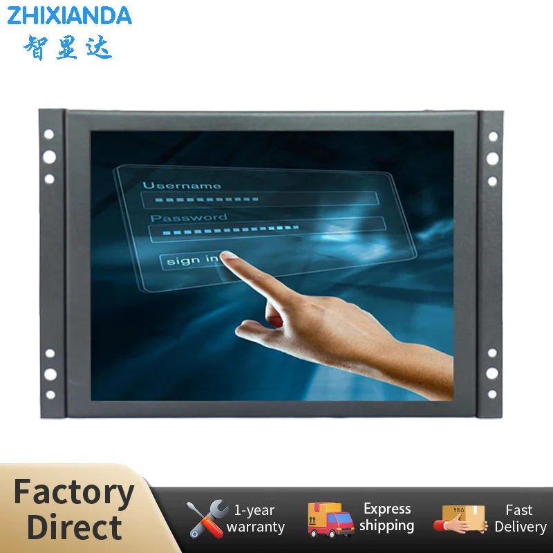 Фото Zhixianda маленький размер 8 дюймов 4:3 1024x768 HDMI TFT LCD HD промышленный класс резистивный емкостный сенсорный экран монитор с открытой рамкой №1