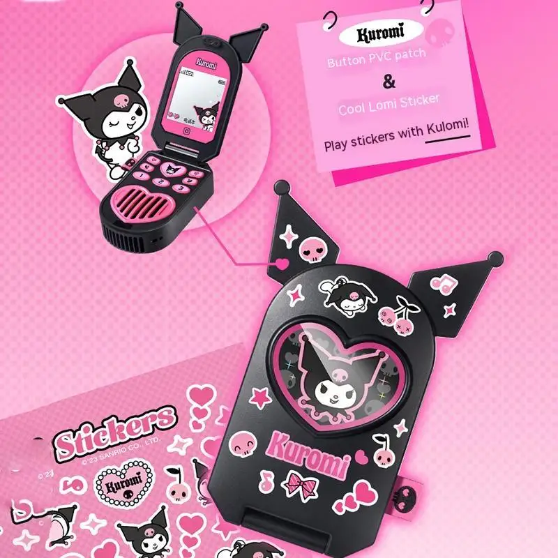 

Sanrio Mobile Phone Handheld Small Fan Kawaii Kuromi Anime Figures Cartoon Pattern Portable Mini Hanging Neck Electric Fan Gift