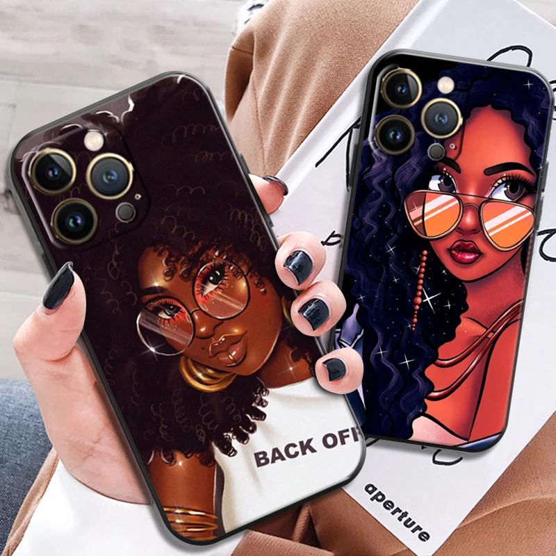 

Cute Fashion Black Woman For Apple iPhone 13 12 11 Pro Max X XR XS Max 5 5s 6 6S 7 8 Plus SE2020 13 12 Mini Phone Case Funda