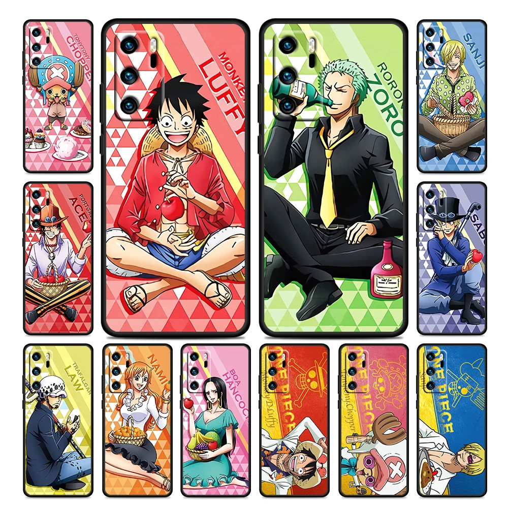 

Anime One Piece Luffy For Huawei P50 P20 P30 P40 5G P10 Pro Lite E Plus P9 Lite Mini Silicone Soft TPU Black Phone Case Cover
