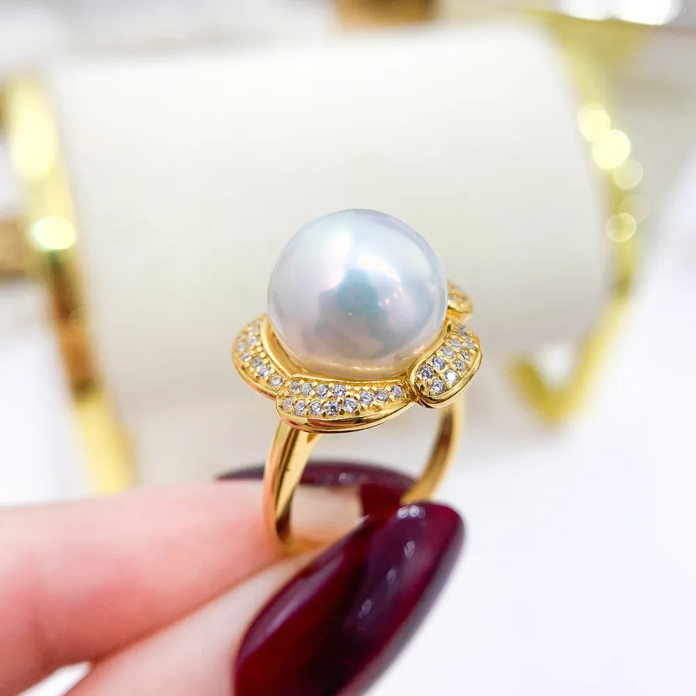 

Жемчужные маленькие аксессуары «сделай сам», ювелирные изделия из стерлингового серебра 925 пробы, Золотое кольцо, пустые бусины размером 11-14 мм