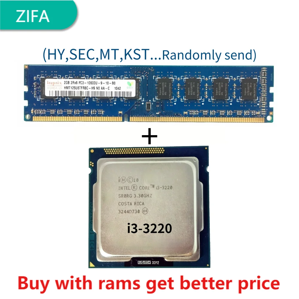 

DDR3 2G 1333Mhz with i3-3220 CPU Processor 3.3GHz 3M Cache LGA 1155 i3-3220 CPU
