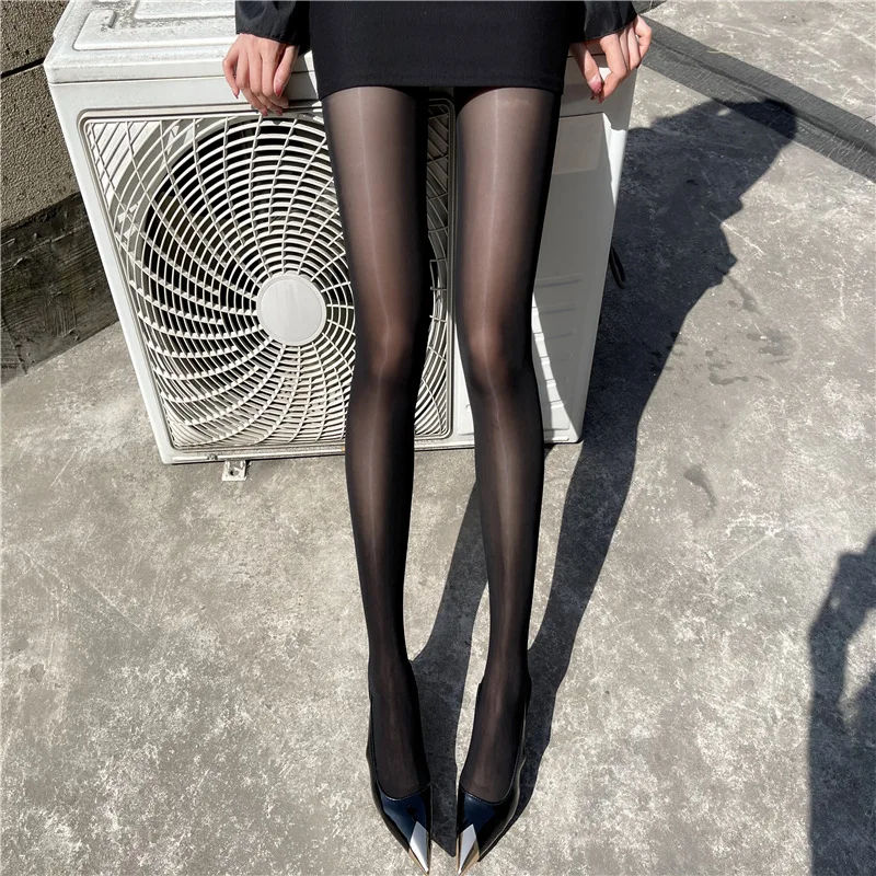 Simple Style Ultra-thin Glitter Tights Women's Invisible Slim Leg Pantyhose Sexy Oil Shiny Lingerie Fake Thigh High Stockings