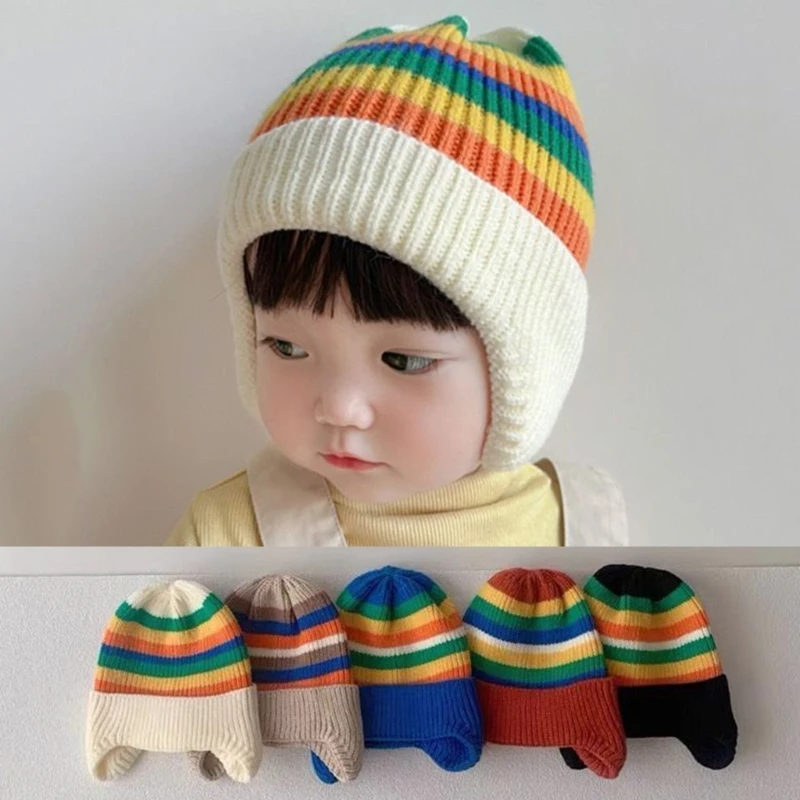 

Earflaps Toddler Hat Child Windproof Winter Hat Knitted Hat Baby New Year Gift