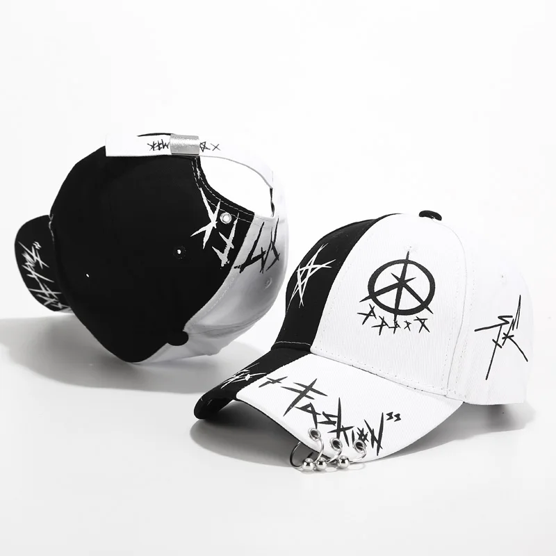 

Matching Personality Baseball Cap Summer Duckbill Cap Men and Women Iron Hoop Floating Strap Hipster Ins Hip Hop Peaked Cap
