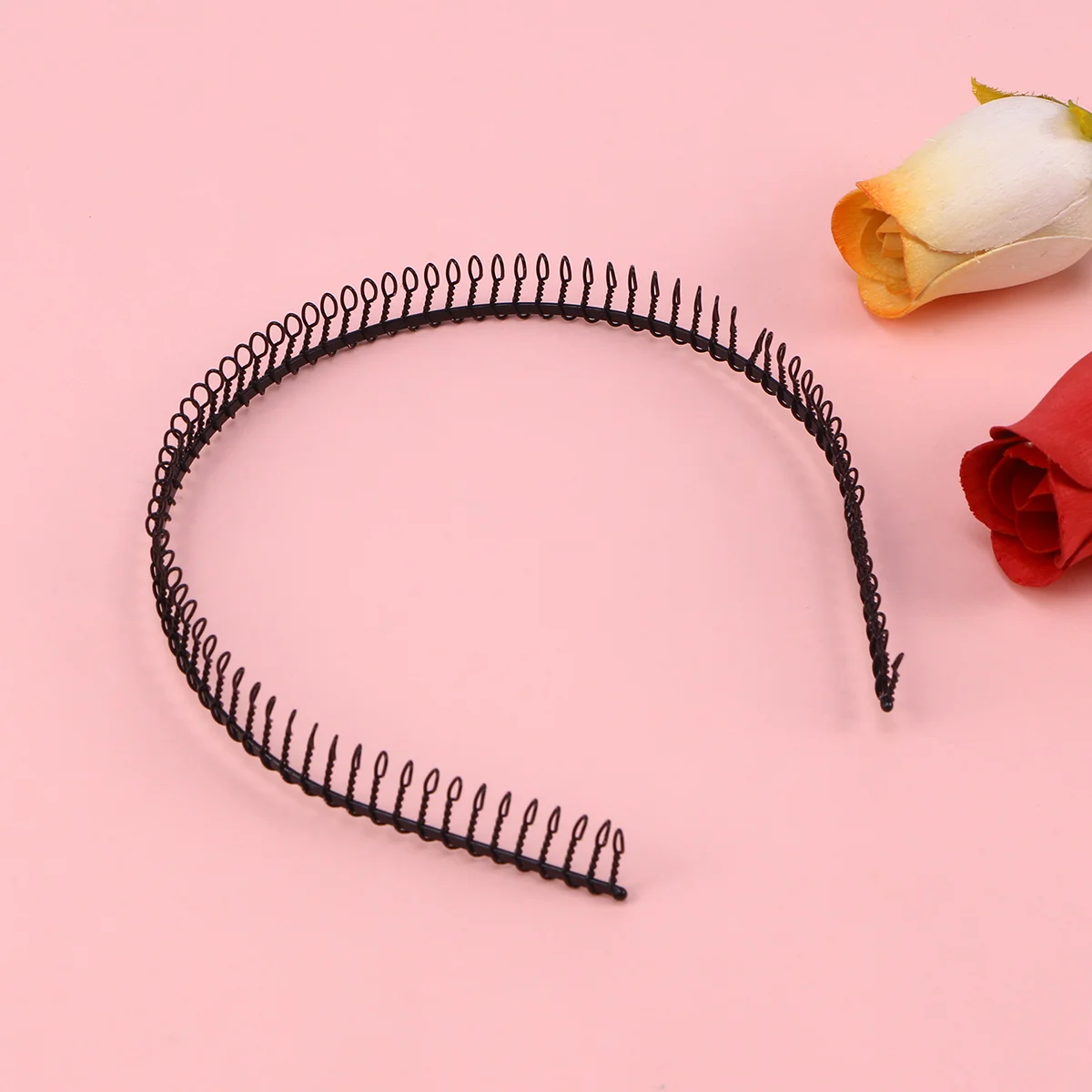Расческа с металлическими зубцами женская повязка на голову петля черная