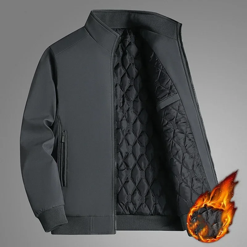 

Plus Size 8xl Jacket for Men 2023 Thick Stand Collar Solid Winter Jacket Men Waterproof Warm Business Casual Men