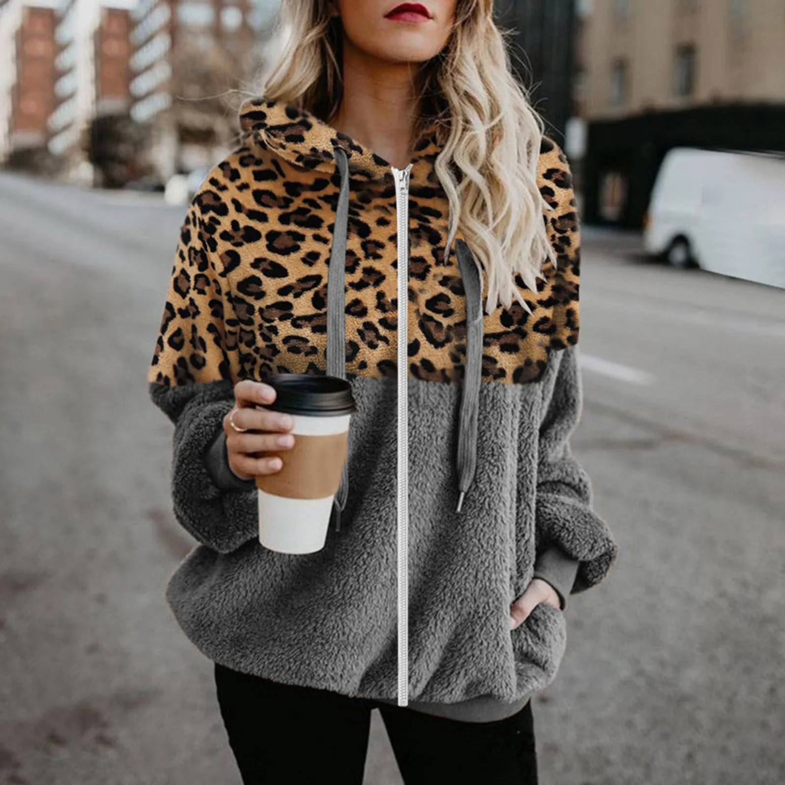 

Женская толстовка с капюшоном, зимнее теплое шерстяное пальто на молнии с карманами, хлопковое пальто, верхняя одежда, женские куртки