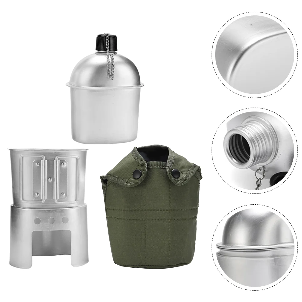 

1 Set/4pcs Camping Supplies Water Kettle Alcohol Stove Cloth Bag