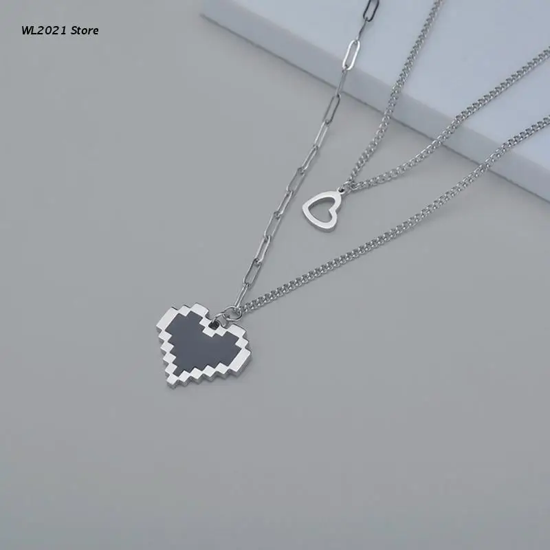 

Female Ins Hip Hop Sweater Chain Cool Black Love Clavicle Chain Accessories