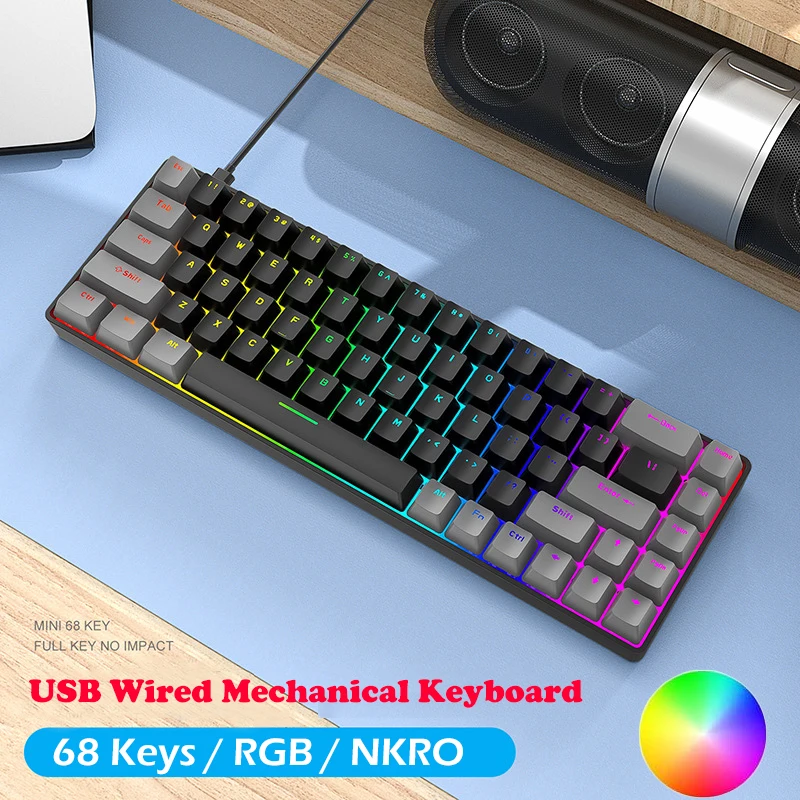 

T8 68 Keys RGB Gaming Mechanical Keyboard RGB Backlight USB Wired Mechanical Gaming Keyboards For PC Computer Laptop Gamer