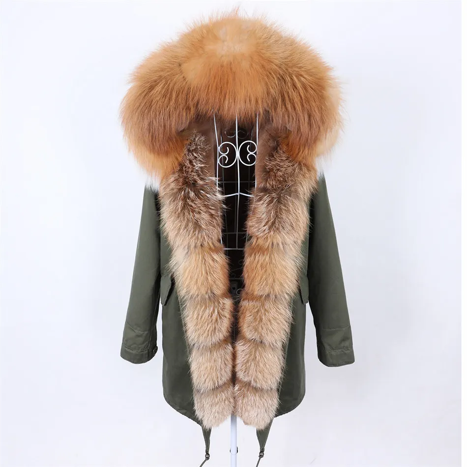 maomaokong winter Women's jacket 2022 female natural Real fur coat fox fur collar jacket long parka Women's clothing