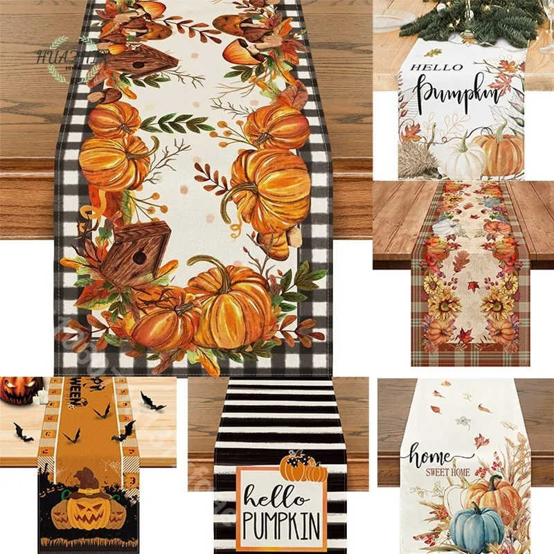 

Halloween Goblin Table Flag Black Forest Tables Runner Thanksgiving Jack-o '-lantern Holiday Party Kitchen Retro Centerpieces