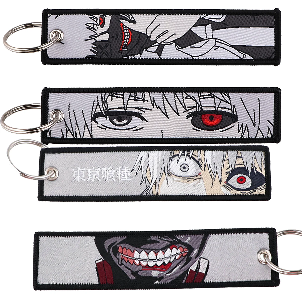 

Tokyo ghouls Cool Anime Embroidery Key Fobs Key Tag for Motorcycles Cars Backpack Chaveiro Keychain Fashion Key Ring Gifts