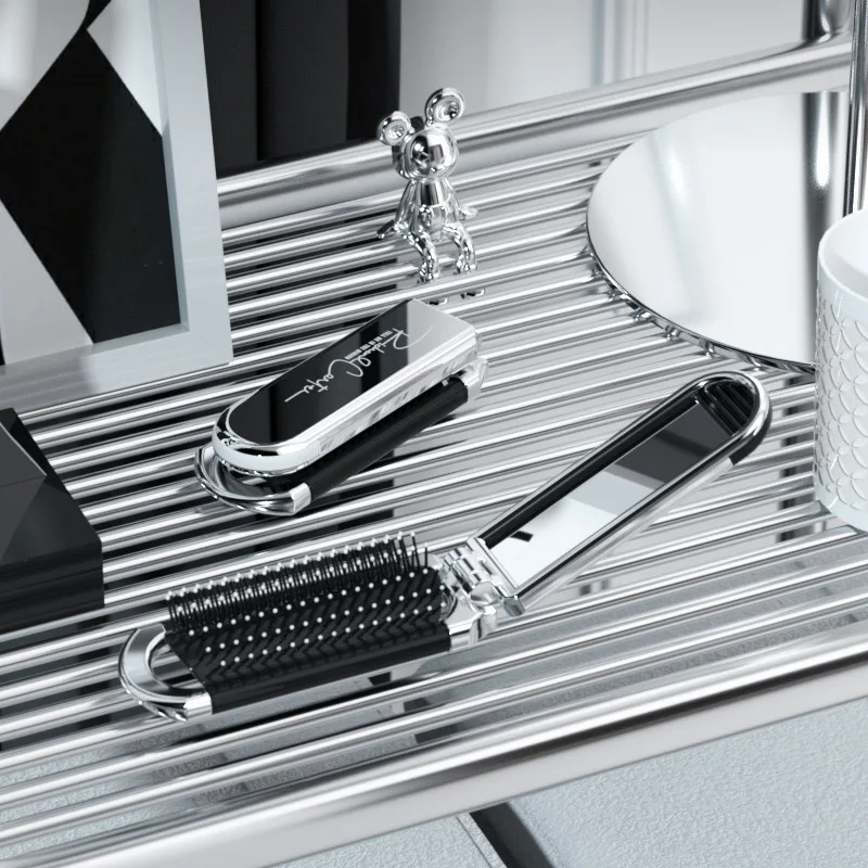 

Foldable Hair Comb Scalp Massage Comb Hairbrush with Mirror Wet Curly Detangle Hair Brush for Salon Hairdressing Styling Tools