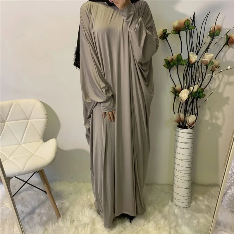 Muslim Fashion Women's Clothing Fashion Comfortable Batwing Long Sleeve Solid Color Casual Dress