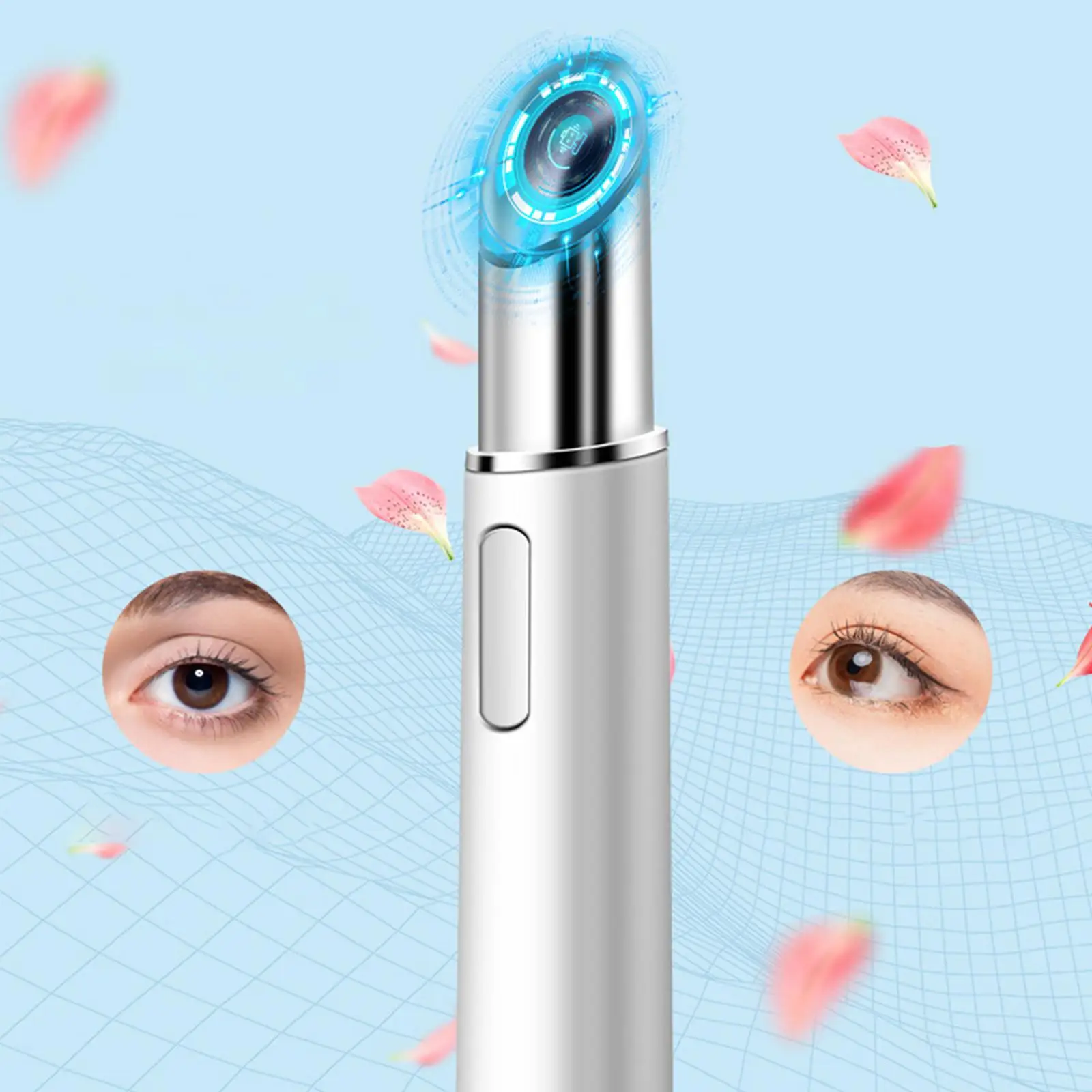 Electric Heated Eye Massager 42°C Red Blue Light Eliminate Dark Circles Massage Pen Promote Essence Absorption Anti Aging |