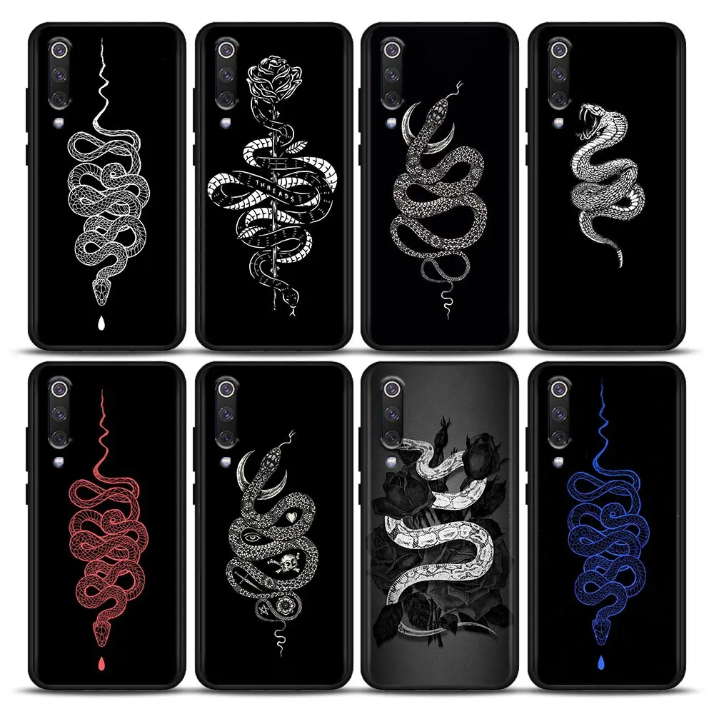 

Phone Case for Xiaomi 8 9 SE A2 Note 10 POCO X3 M3 F3 M4 NFC GT Pro Lite 5G Case Funda Coque Capa Cover Black Mamba Snake Tattoo