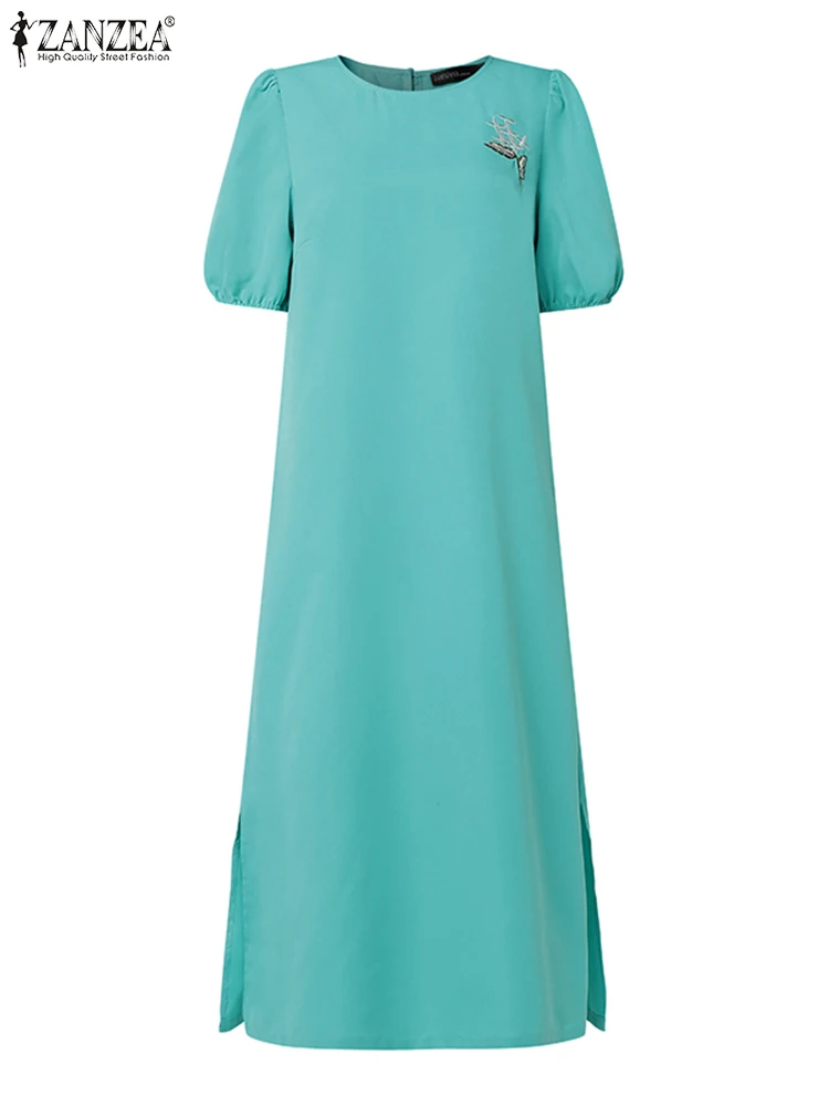 Женский сарафан с коротким рукавом и круглым вырезом