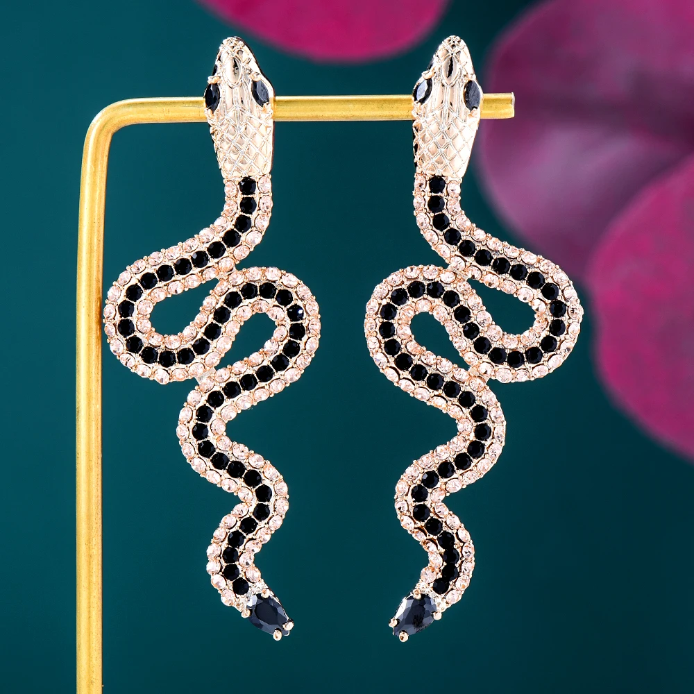 

GODKI New Trendy Shiny Snake Pendant Earrings Full Mirco Paved Cubic Zircon Naija Dubai Wedding Earring Fashion High End Jewelry