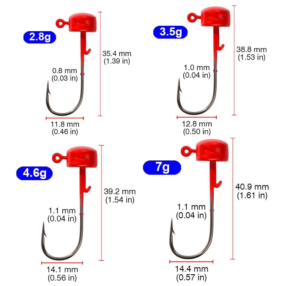 Фото 10 шт./кор. рыболовные крючки Ned Rig 2,8 г, 3,5 г, 4,6 г, 7 г, джиг-головка, гриб для мягких приманок, снасти для отсадки, тонкий инструмент, острый колючий крючок №2